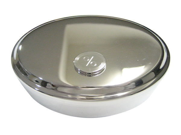 Silver Toned Etched Oval Mathematical Percent Sign Pendant Oval Trinket Jewelry Box