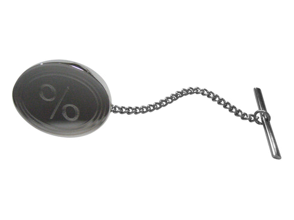 Silver Toned Etched Oval Mathematical Percent Sign Tie Tack