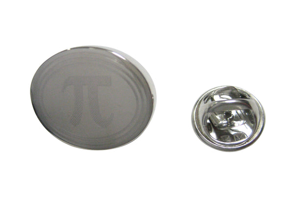 Silver Toned Etched Oval Mathematical Pi Symbol Lapel Pin