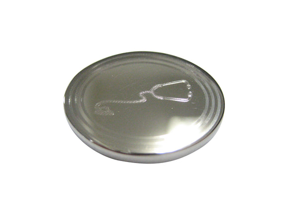 Silver Toned Etched Oval Medical Stethoscope Magnet