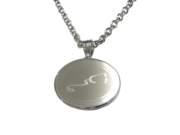 Silver Toned Etched Oval Medical Stethoscope Pendant Necklace