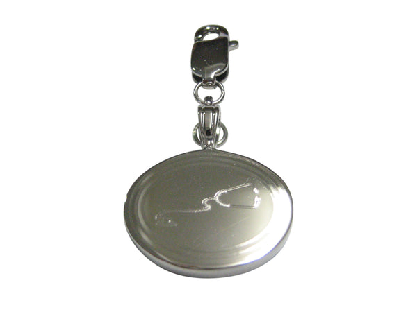 Silver Toned Etched Oval Medical Stethoscope Pendant Zipper Pull Charm