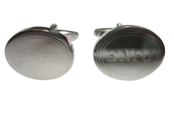 Silver Toned Etched Oval Myers Briggs ENFJ Cufflinks