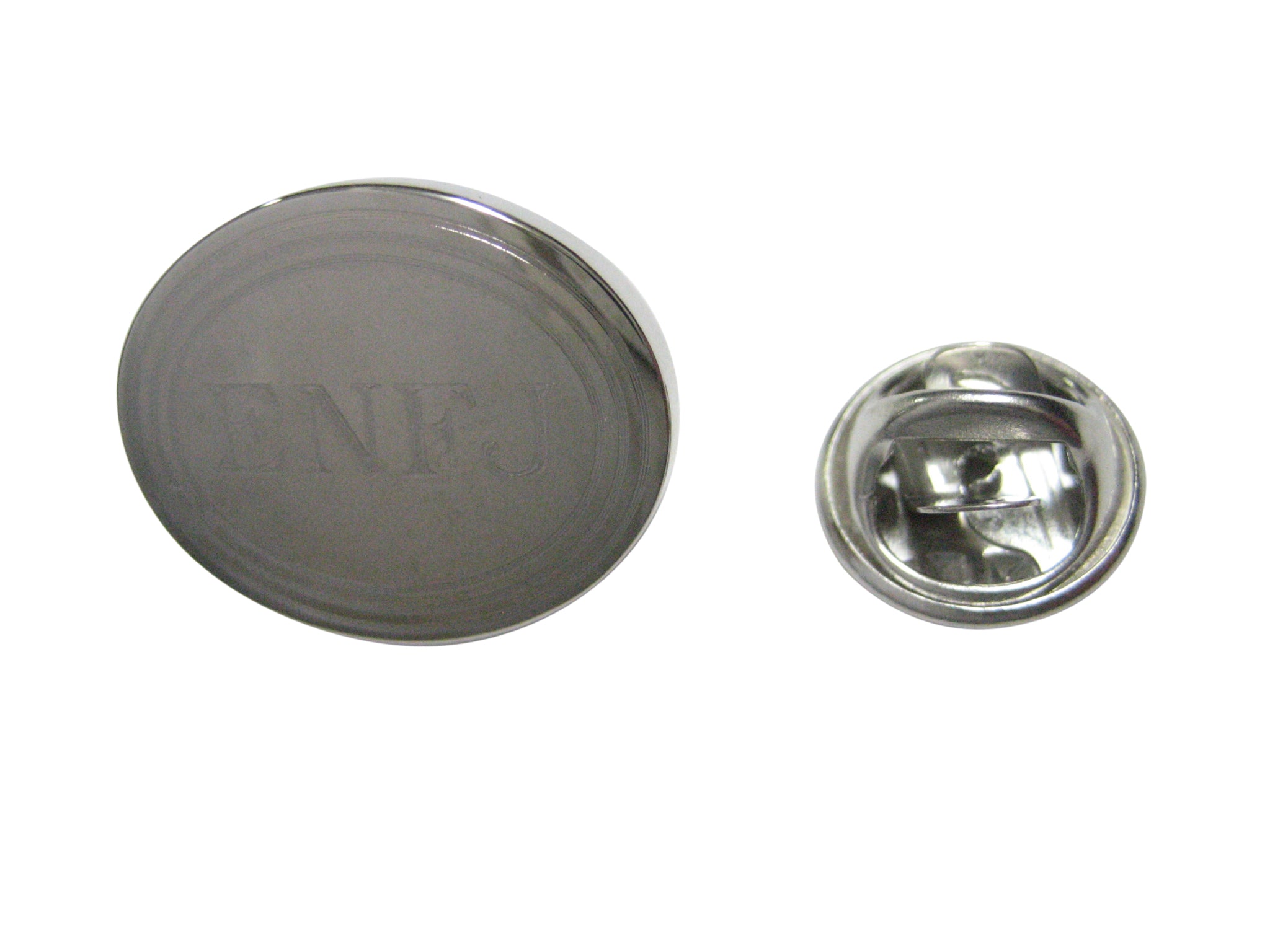 Silver Toned Etched Oval Myers Briggs ENFJ Lapel Pin