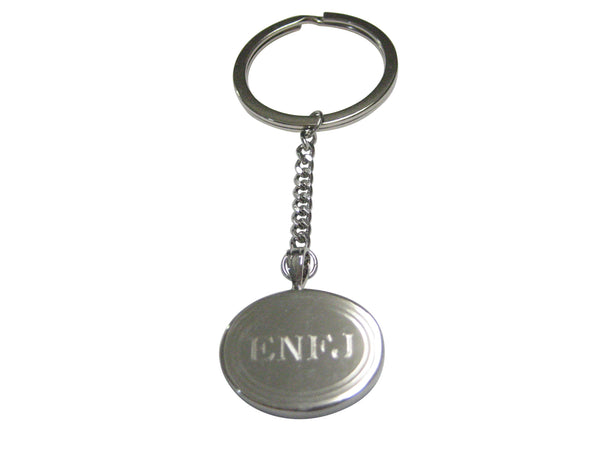 Silver Toned Etched Oval Myers Briggs ENFJ Pendant Keychain