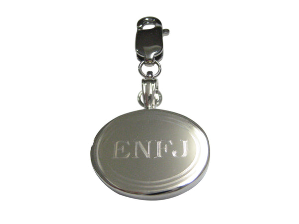 Silver Toned Etched Oval Myers Briggs ENFJ Pendant Zipper Pull Charm