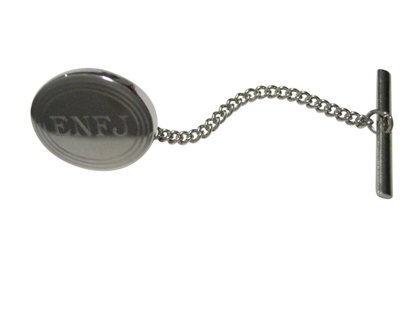Silver Toned Etched Oval Myers Briggs ENFJ Tie Tack