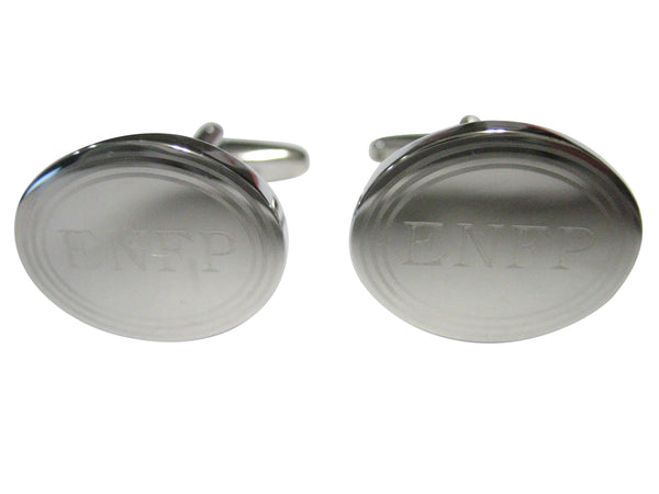 Silver Toned Etched Oval Myers Briggs ENFP Cufflinks
