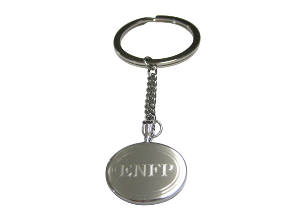 Silver Toned Etched Oval Myers Briggs ENFP Pendant Keychain