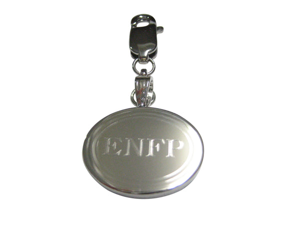 Silver Toned Etched Oval Myers Briggs ENFP Pendant Zipper Pull Charm