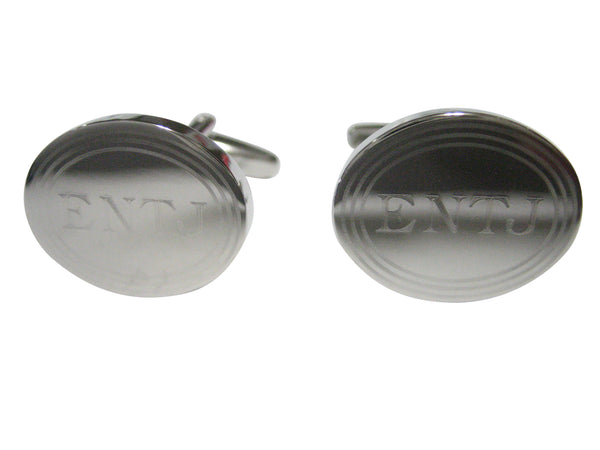 Silver Toned Etched Oval Myers Briggs ENTJ Cufflinks