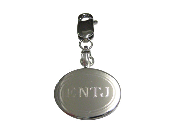 Silver Toned Etched Oval Myers Briggs ENTJ Pendant Zipper Pull Charm