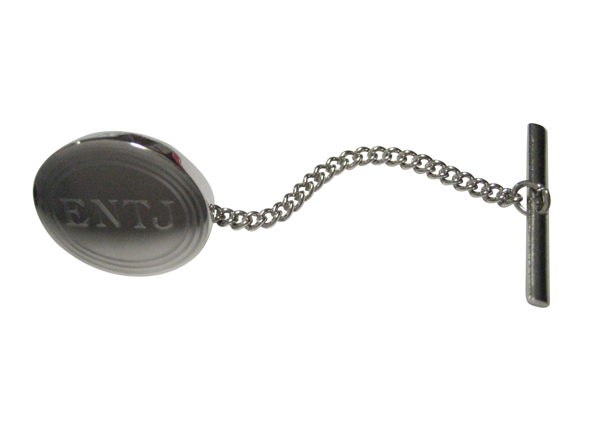 Silver Toned Etched Oval Myers Briggs ENTJ Tie Tack
