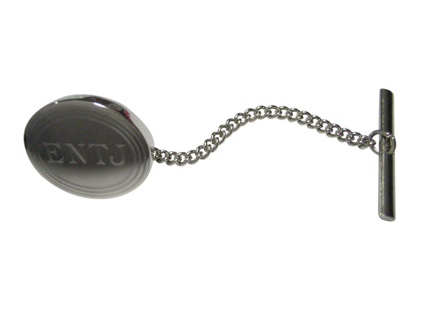 Silver Toned Etched Oval Myers Briggs ENTJ Tie Tack