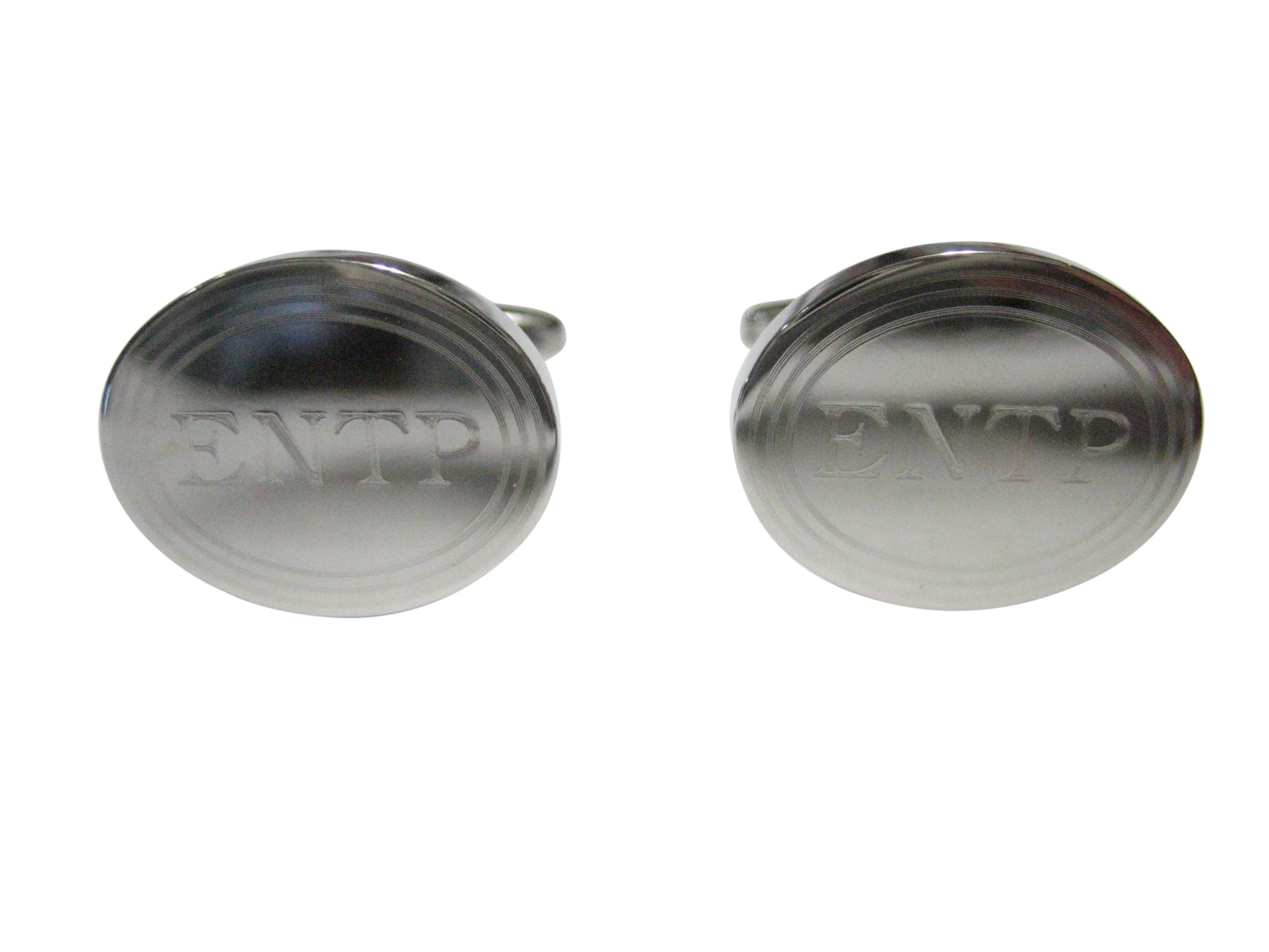 Silver Toned Etched Oval Myers Briggs ENTP Cufflinks