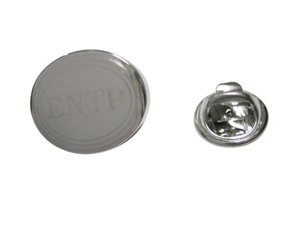 Silver Toned Etched Oval Myers Briggs ENTP Lapel Pin
