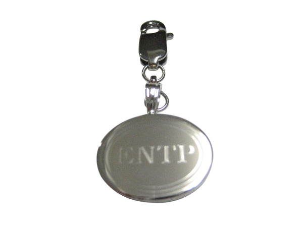 Silver Toned Etched Oval Myers Briggs ENTP Pendant Zipper Pull Charm