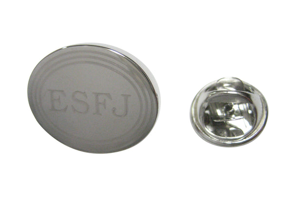 Silver Toned Etched Oval Myers Briggs ESFJ Lapel Pin