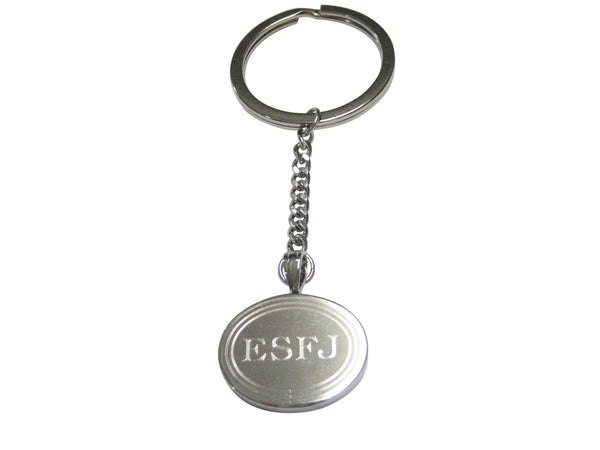 Silver Toned Etched Oval Myers Briggs ESFJ Pendant Keychain