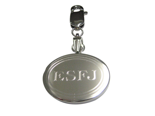 Silver Toned Etched Oval Myers Briggs ESFJ Pendant Zipper Pull Charm