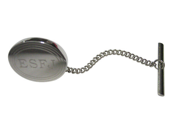 Silver Toned Etched Oval Myers Briggs ESFJ Tie Tack