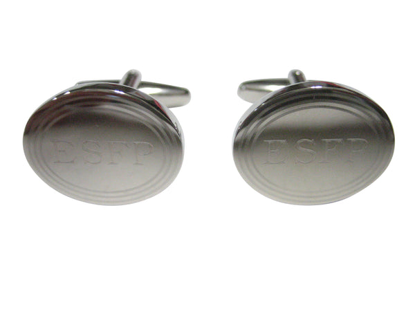 Silver Toned Etched Oval Myers Briggs ESFP Cufflinks