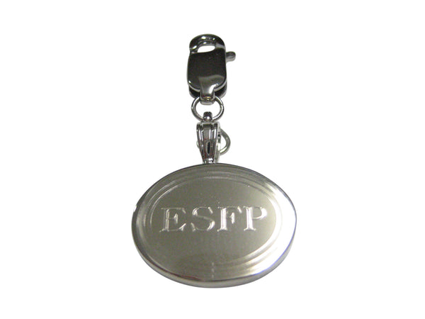 Silver Toned Etched Oval Myers Briggs ESFP Pendant Zipper Pull Charm