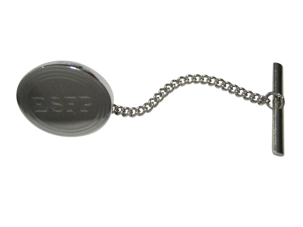 Silver Toned Etched Oval Myers Briggs ESFP Tie Tack