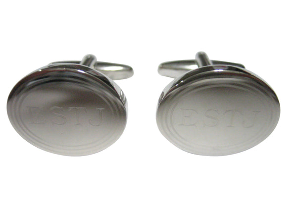 Silver Toned Etched Oval Myers Briggs ESTJ Cufflinks