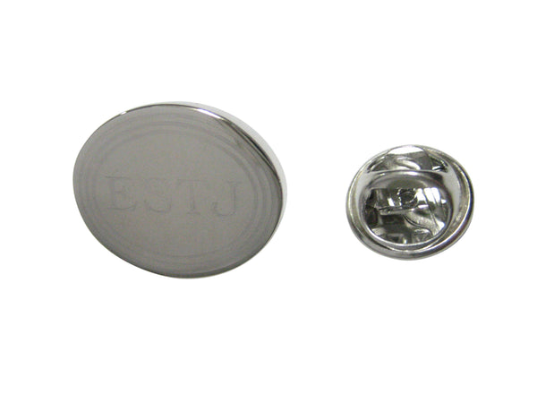 Silver Toned Etched Oval Myers Briggs ESTJ Lapel Pin