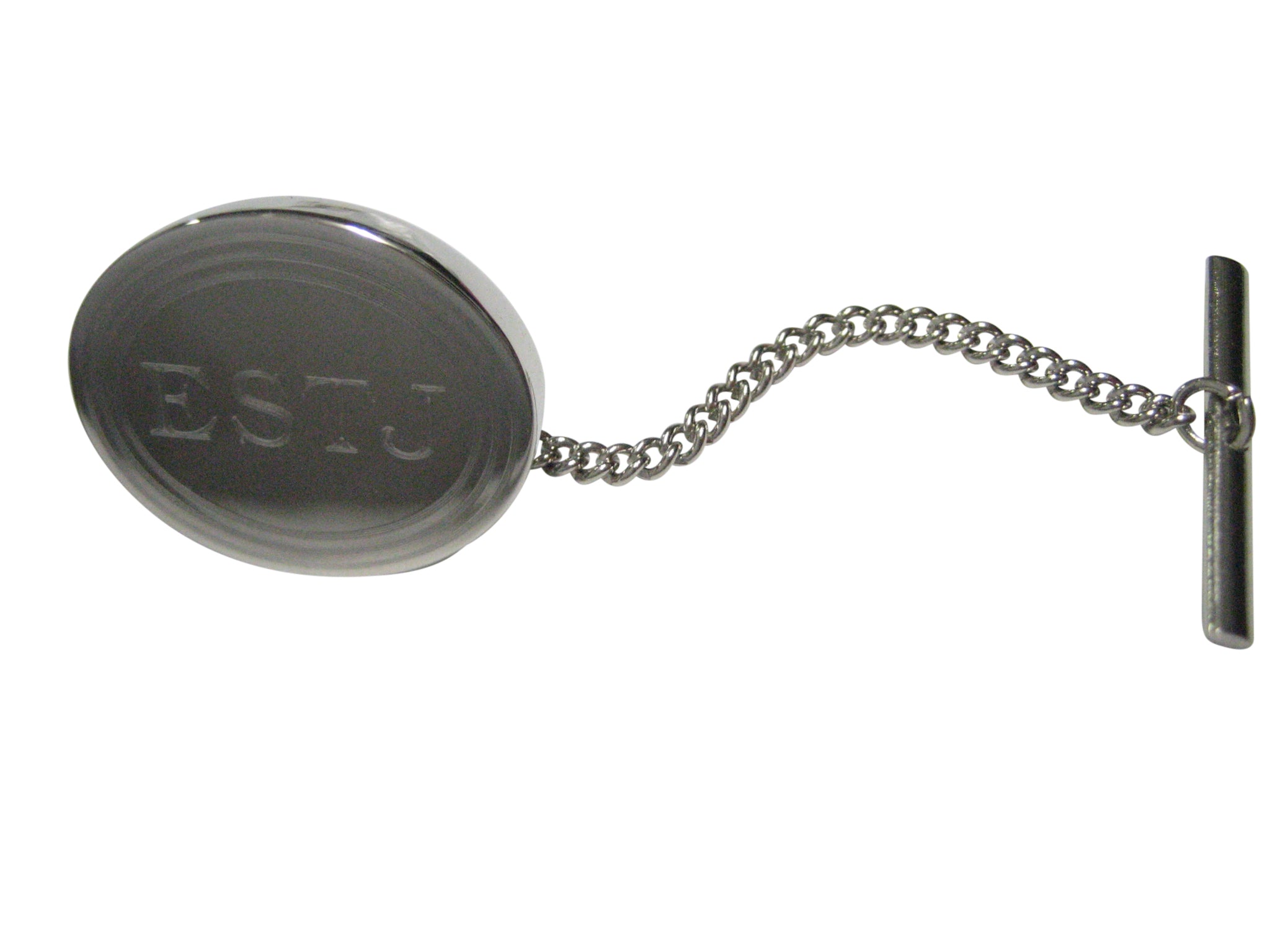 Silver Toned Etched Oval Myers Briggs ESTJ Tie Tack