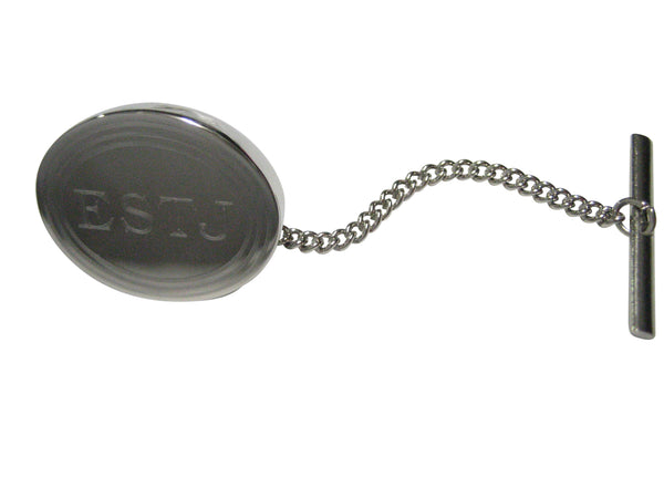 Silver Toned Etched Oval Myers Briggs ESTJ Tie Tack