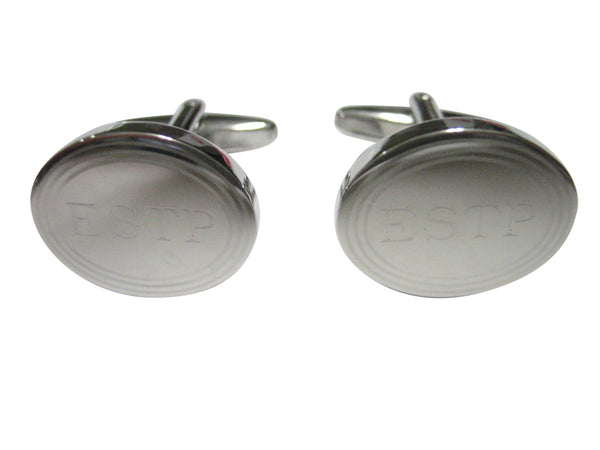 Silver Toned Etched Oval Myers Briggs ESTP Cufflinks