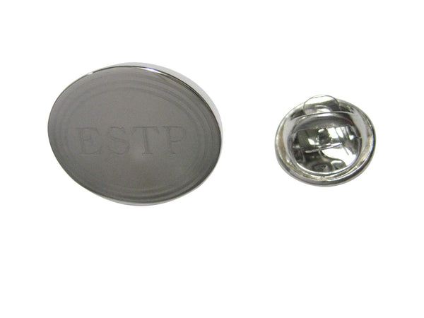 Silver Toned Etched Oval Myers Briggs ESTP Lapel Pin