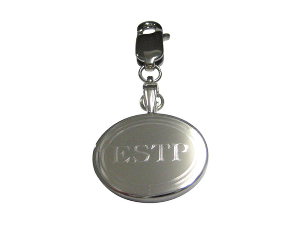 Silver Toned Etched Oval Myers Briggs ESTP Pendant Zipper Pull Charm