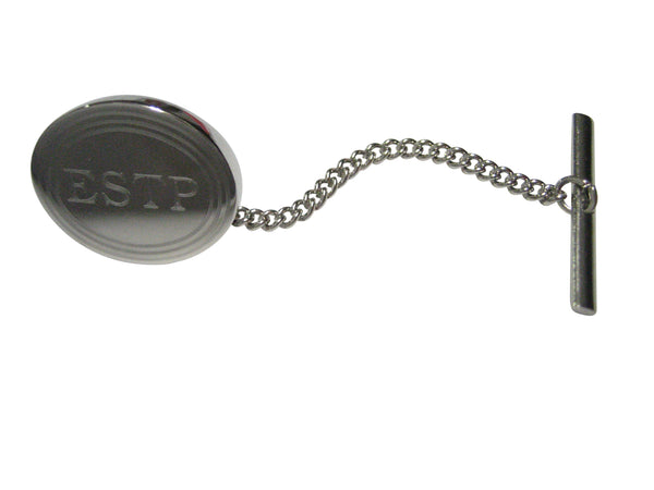 Silver Toned Etched Oval Myers Briggs ESTP Tie Tack