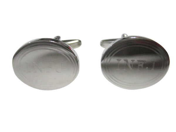 Silver Toned Etched Oval Myers Briggs INFJ Cufflinks