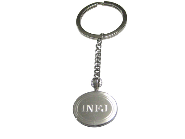 Silver Toned Etched Oval Myers Briggs INFJ Pendant Keychain