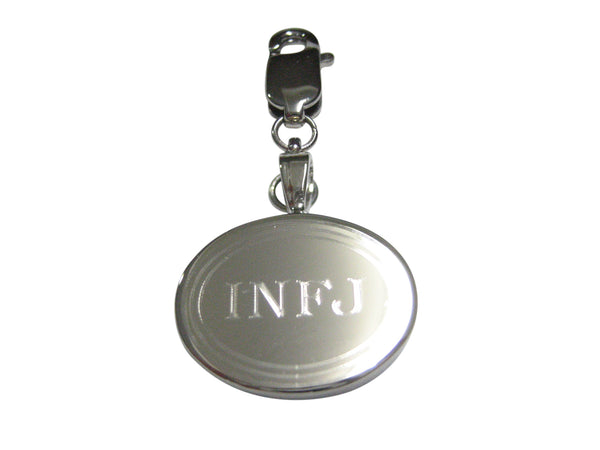 Silver Toned Etched Oval Myers Briggs INFJ Pendant Zipper Pull Charm