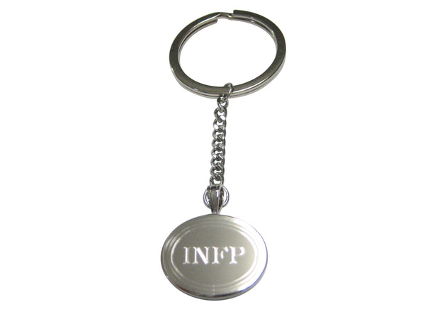 Silver Toned Etched Oval Myers Briggs INFP Pendant Keychain