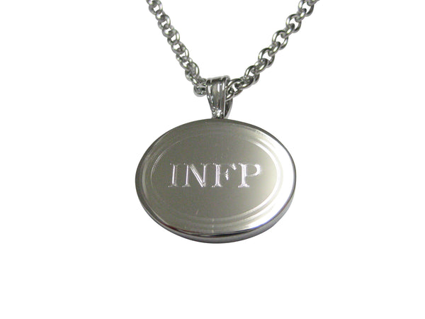 Silver Toned Etched Oval Myers Briggs INFP Pendant Necklace