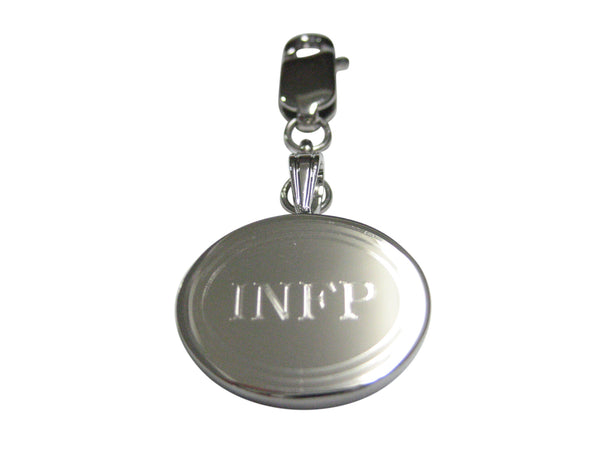 Silver Toned Etched Oval Myers Briggs INFP Pendant Zipper Pull Charm