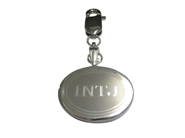 Silver Toned Etched Oval Myers Briggs INTJ Pendant Zipper Pull Charm