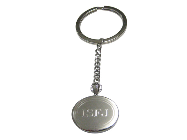 Silver Toned Etched Oval Myers Briggs ISFJ Pendant Keychain