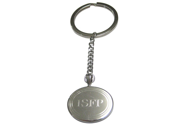 Silver Toned Etched Oval Myers Briggs ISFP Pendant Keychain