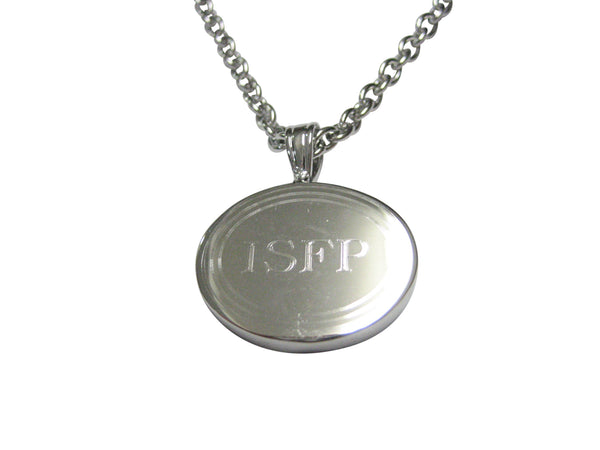 Silver Toned Etched Oval Myers Briggs ISFP Pendant Necklace