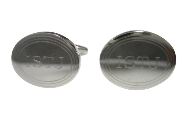 Silver Toned Etched Oval Myers Briggs ISTJ Cufflinks