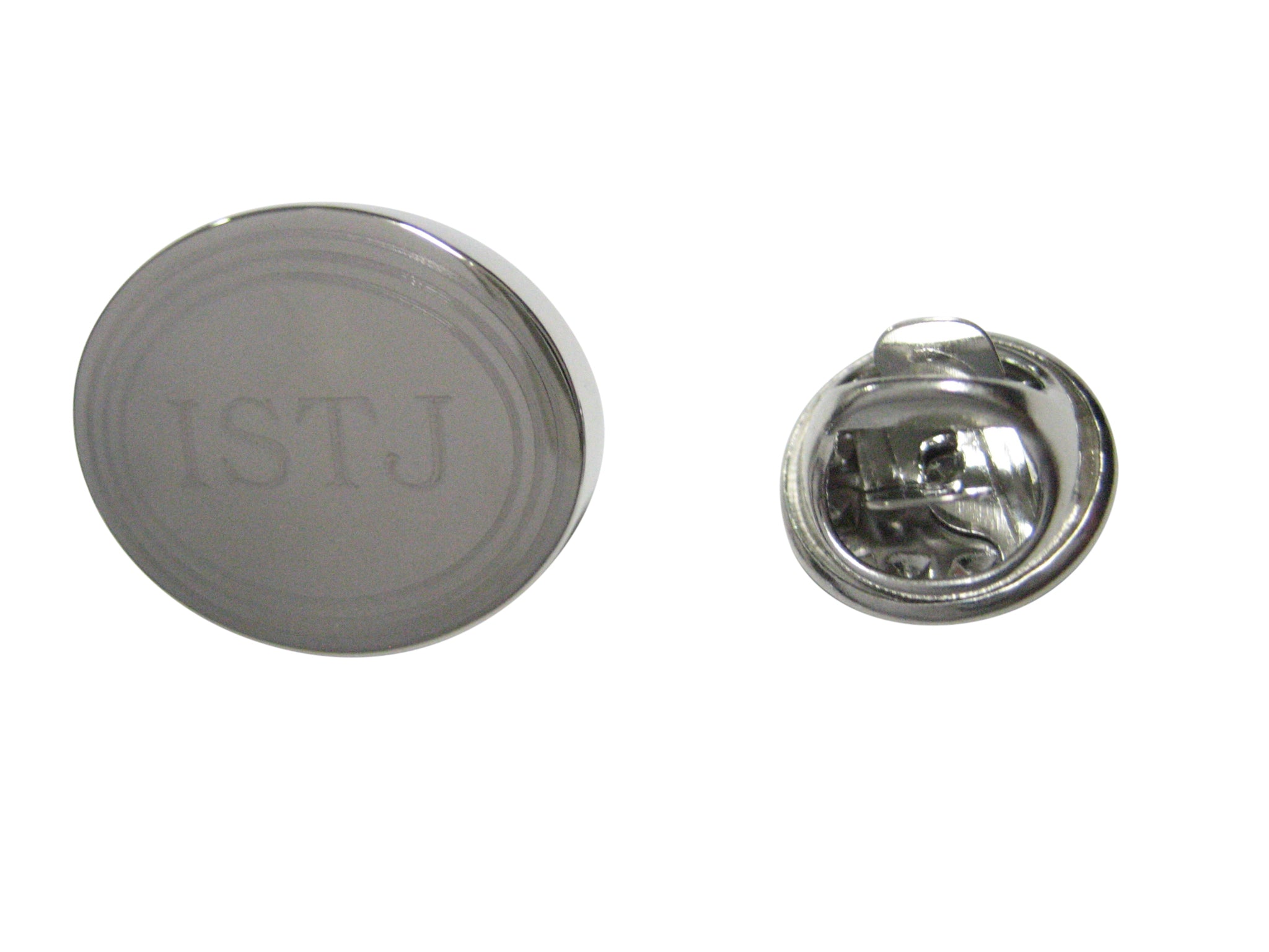 Silver Toned Etched Oval Myers Briggs ISTJ Lapel Pin Kiola Designs