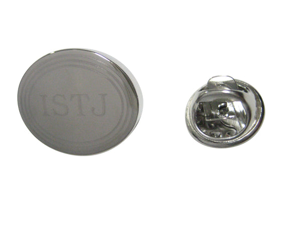 Silver Toned Etched Oval Myers Briggs ISTJ Lapel Pin