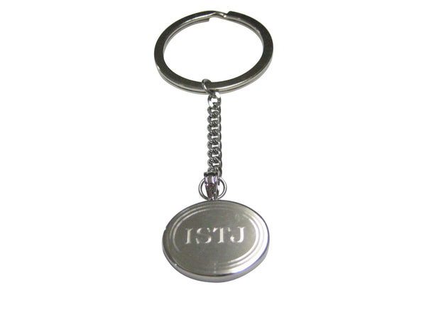 Silver Toned Etched Oval Myers Briggs ISTJ Pendant Keychain